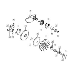 Variator-Cart lid parts Kymco Vitality 2t ac red