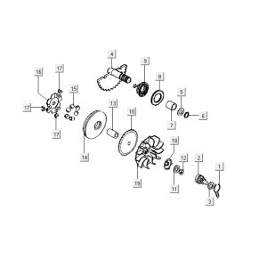 Variator-Oil cover parts Kymco Super9 2t lc om.