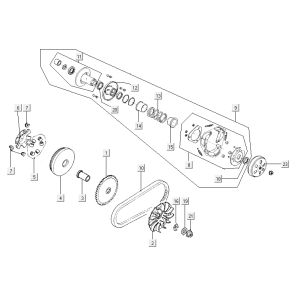 Variator coupling Kymco City 16' 4-stroke white