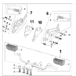 Footrest Peugeot Tweet old matt black