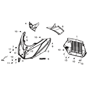 Front plate/ blinkers/ inner leg shield Sym Joymax 300I ABS E3 2014-2016 Matt gray (GY-7450U)