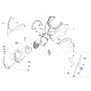 Piaggio MP3 350 Maxi sport E4 ABS 2018-2020 front plate (EMEA)
