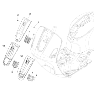 Front plate Vespa GTS 300 ie 2008-2016 (with and without ABS) titanium grey 707/C