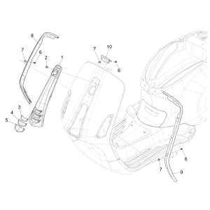 Bone shield frame - Vespa Sprint 4-stroke 3-valve horn nose (euro5 injection IGET)