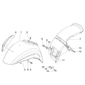 Front fender Vespa S 2-stroke white monte 544