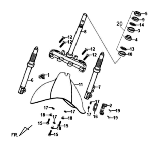 Front fender/fork/headset Sym Fiddle II 125S