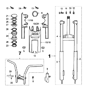 Front Fork - Peugeot Fox headset red