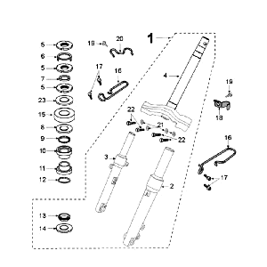 Front Fork - Handlebar-head bearing set Peugeot Kisbee RS White