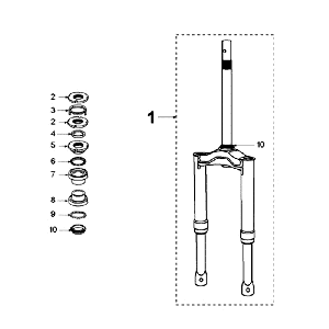 Front Fork - Handlebar-head bearing set Peugeot Ludix 10 Black