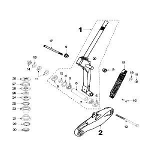 Front Fork - Handlebar-head bearing set Peugeot Speedfight 2 LC silver