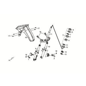 Voorvork - voorbord - balhoofdstel Sym Crox 50 E3 RED/BLACK (R-086/BK-5560S)