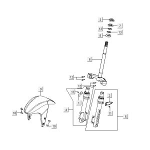 Front fork Kymco Super9 2t lc om matt black-red