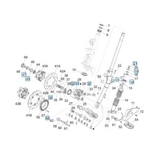 Front Fork/Steer Pipe - Group steering bearings Vespa Sprint 125 4T 3V IE ABS