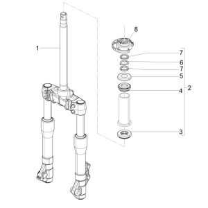 Front fork/steering tube - Piaggio Beverly 125 RST 4T 4V IE E3 2010-2015 steering bearings group (EMEA)