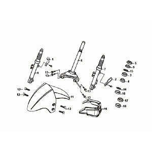 FRONT FORK/FRONT MUDGUARD/HEADSET Sym Orbit III White