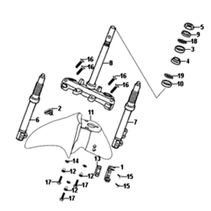 Front fork/front fender/headset Sym Symphony ST 200I Black/Silver (BK-001C/S-882S)