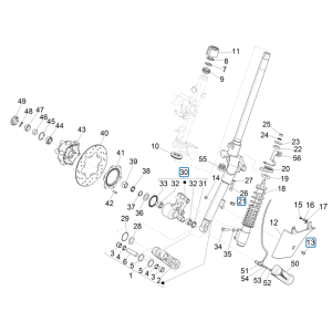 Front fork/steering tube - Vespa GTS 125 4T E5 ABS 2021 (EMEA) steering bearing group