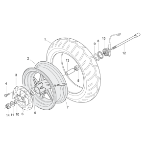 Front wheel Aprilia SR 50 H2O ie+carb 2004-2009 yellow