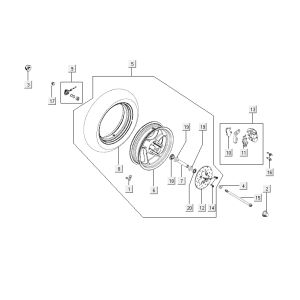Front wheel Kymco Agility 12' 4-stroke red