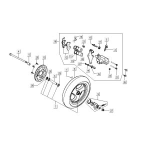 Front wheel Kymco Super9 2t lc om matt black-silver