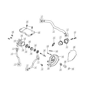 Water pump Kymco Super9 2t lc o.m matt black-red