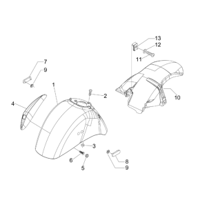 Wheel space - mudguard Vespa GTS 250 ie 2005-2016 (without ABS) white 544