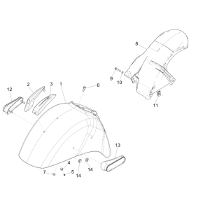 Wheel space fender Vespa GTS 300 ie 2008-2016 (with and without ABS) black 85/B