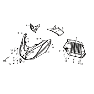 Front plate/ blinkers/ inner leg shield Sym Joymax 125I ABS Silver (S-7S)