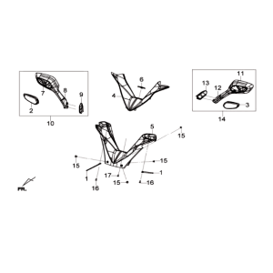 Handlebar wheel cover + mirror set Sym Joymax 125I ABS Silver (S-7S)